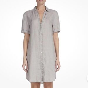 ELAN Linen Beachy Gray Collar
Lagenlook Knee Length Button Front Size Medium